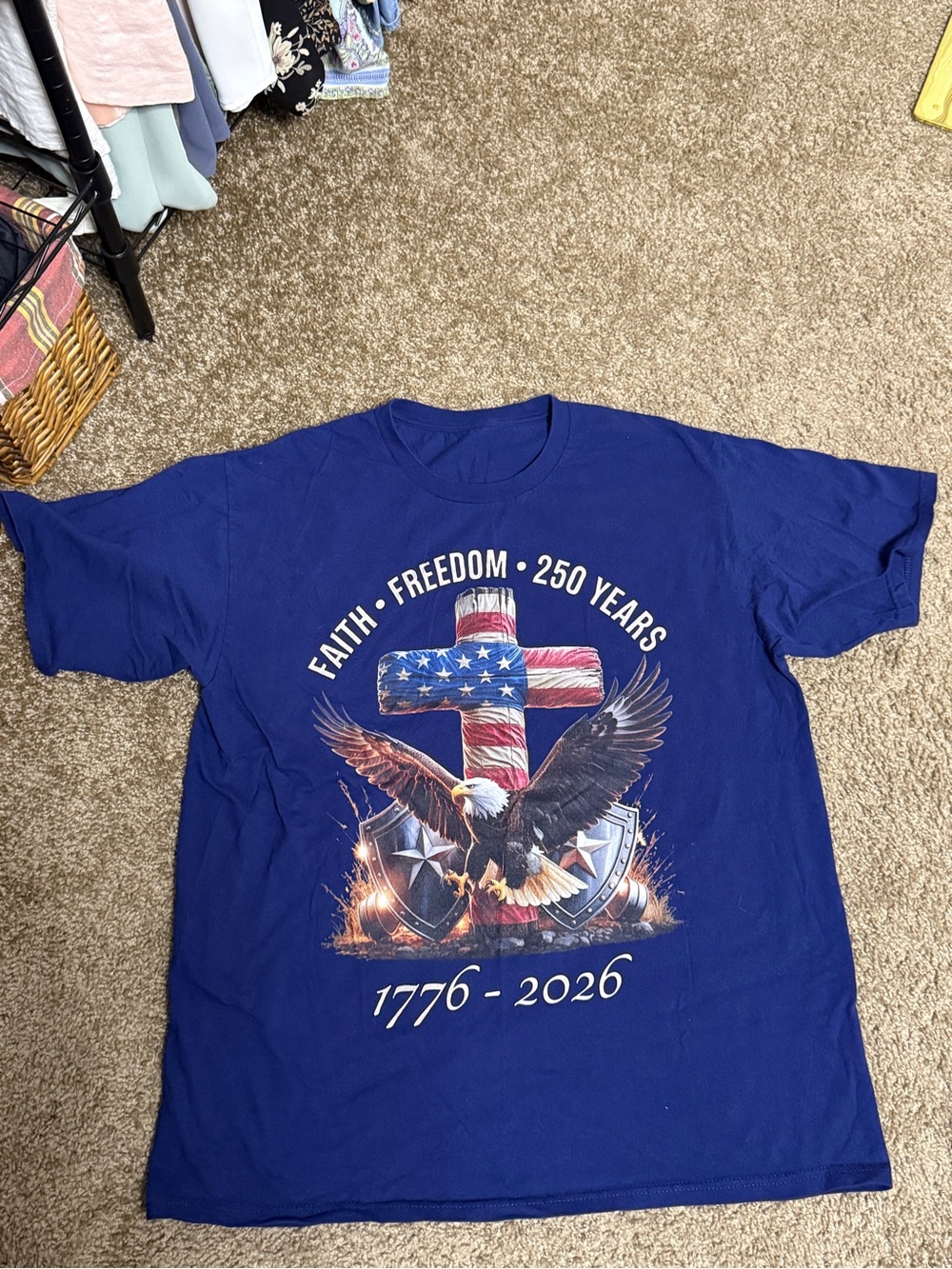 Men's Blue Patriotic Graphic Tee - Faith • Freedom 1776-2026